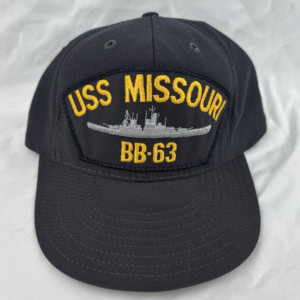 Vintage USS Missouri BB-63 Hat US Navy Battleship Snapback Cap USA Made 90s